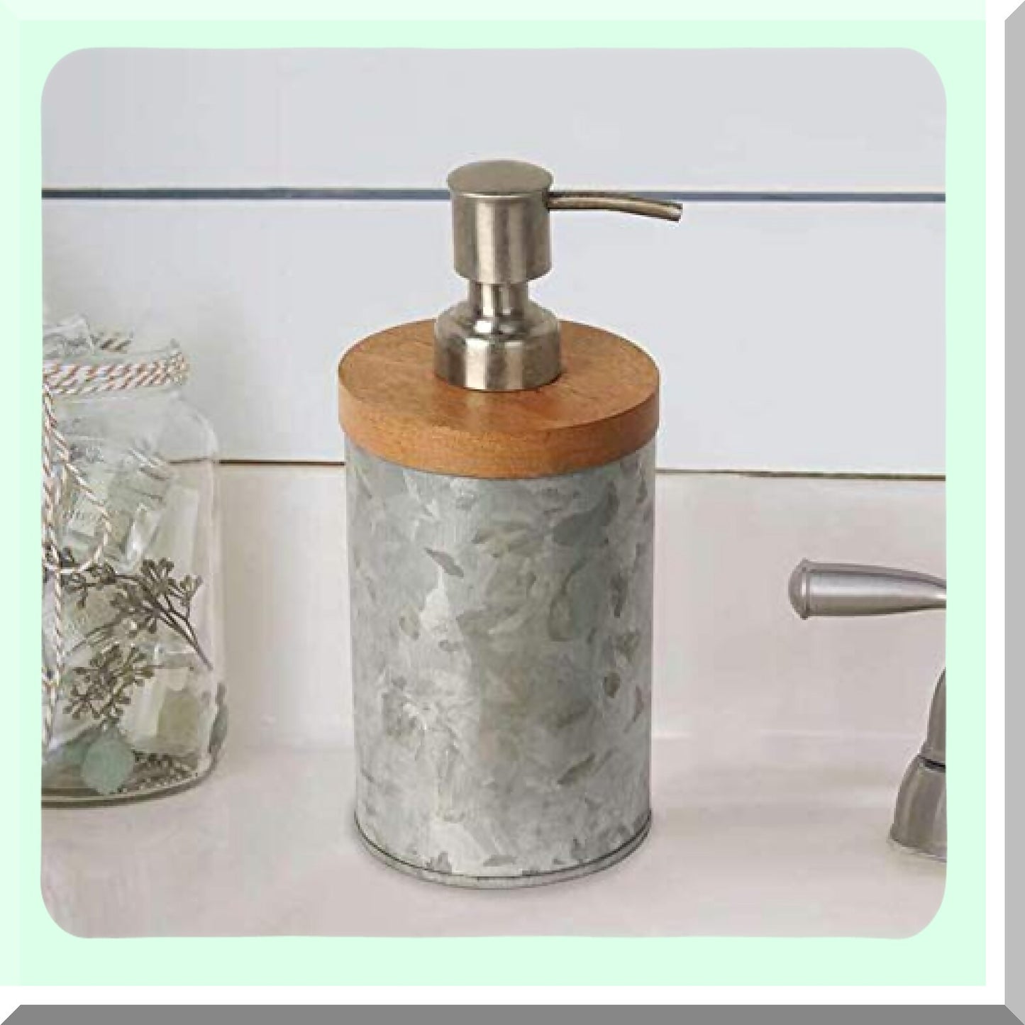 Confetti Collection Lotion Dispenser Galvanized Wood