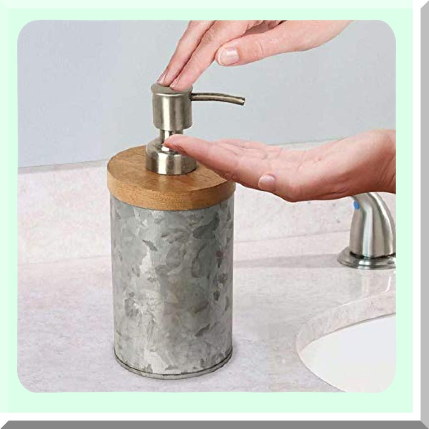 Confetti Collection Lotion Dispenser Galvanized Wood
