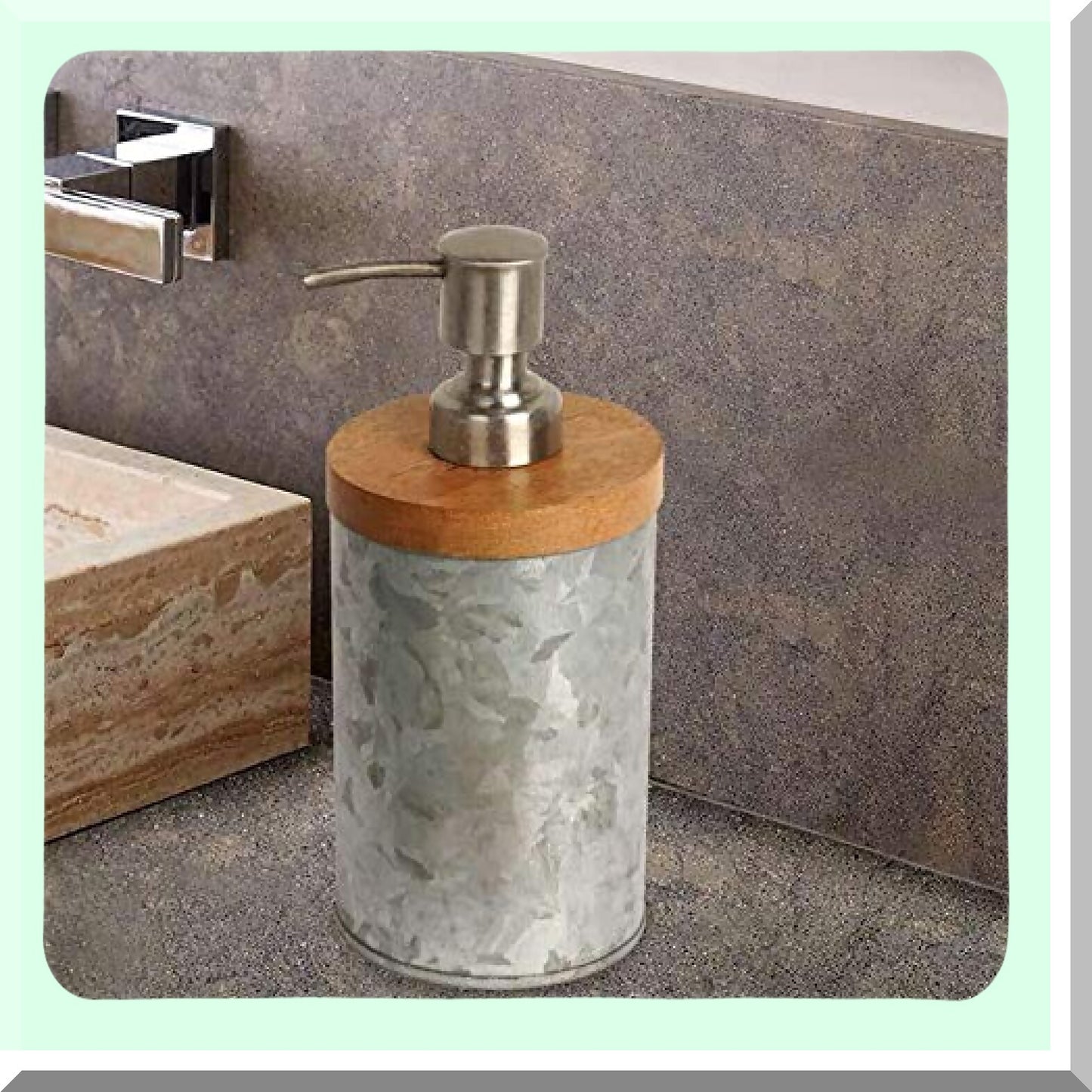 Confetti Collection Lotion Dispenser Galvanized Wood