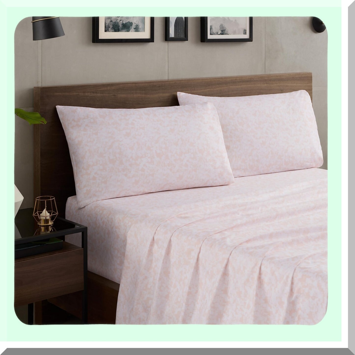 Mauve Dream 4-Piece Sheet Set - Abstract Printed Fitted Sheet, Flat Sheet, Pillowcases - Soft, Cozy Bedding for Bedroom Decor - Queen/King Size