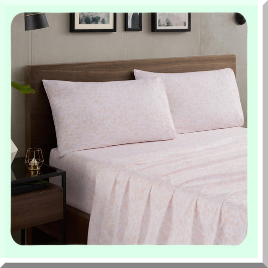 Mauve Dream 4-Piece Sheet Set - Abstract Printed Fitted Sheet, Flat Sheet, Pillowcases - Soft, Cozy Bedding for Bedroom Decor - Queen/King Size