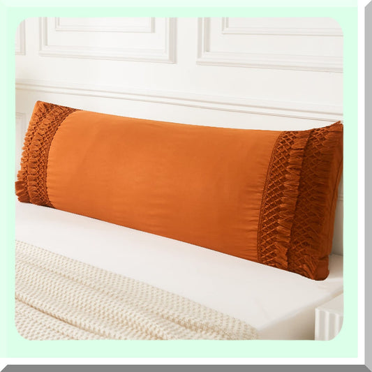 Rustic Boho Macrame Body Pillow Cover - 20x54 inches with Pocket Closure - Burnt Orange Tel Decor - Chic Body Pillow Case - Rust Tel Pattern