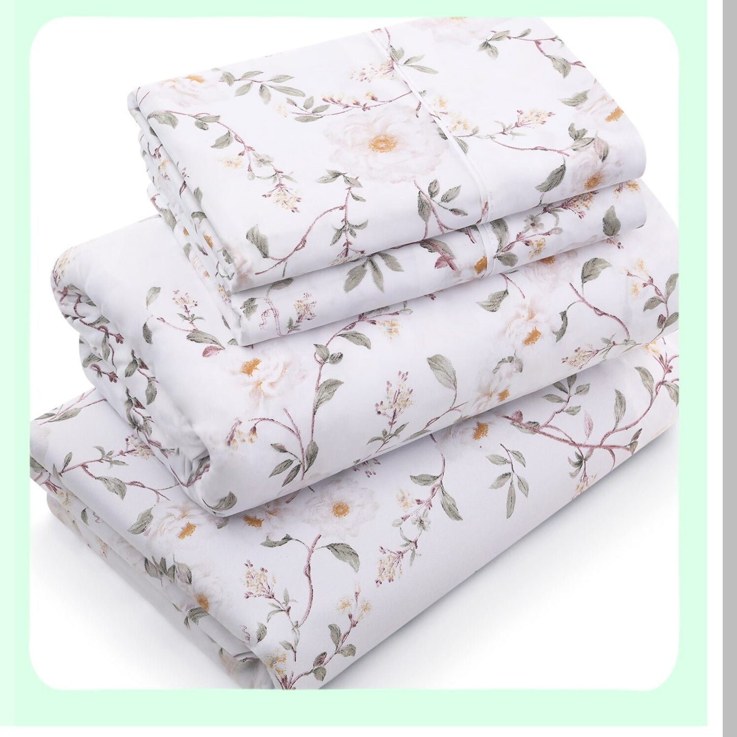 Vintage Floral Bliss 4-Piece Microfiber Sheet Set - Soft Bed Sheets with Deep Pocket for Easy Care and Comfort - Full Size