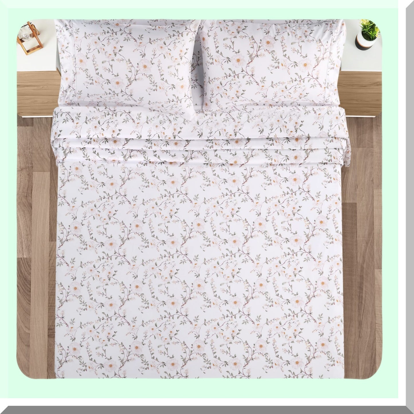 Vintage Floral Bliss 4-Piece Microfiber Sheet Set - Soft Bed Sheets with Deep Pocket for Easy Care and Comfort - Full Size