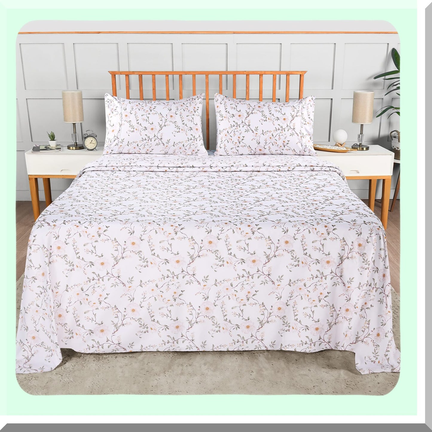 Vintage Floral Bliss 4-Piece Microfiber Sheet Set - Soft Bed Sheets with Deep Pocket for Easy Care and Comfort - Full Size
