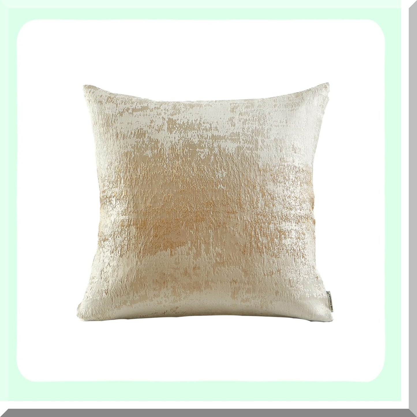 Golden Glitter Sparkle Cushion Cover - Soft Beige Square Pillowcase for Couch, Bed, Chair - Decorative Throw Pillow Cover - Cream Beige - 18x18 inches