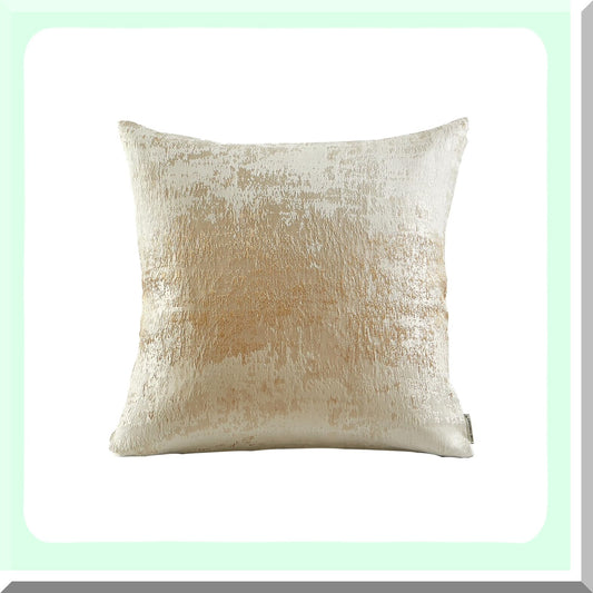 Golden Glitter Sparkle Cushion Cover - Soft Beige Square Pillowcase for Couch, Bed, Chair - Decorative Throw Pillow Cover - Cream Beige - 18x18 inches