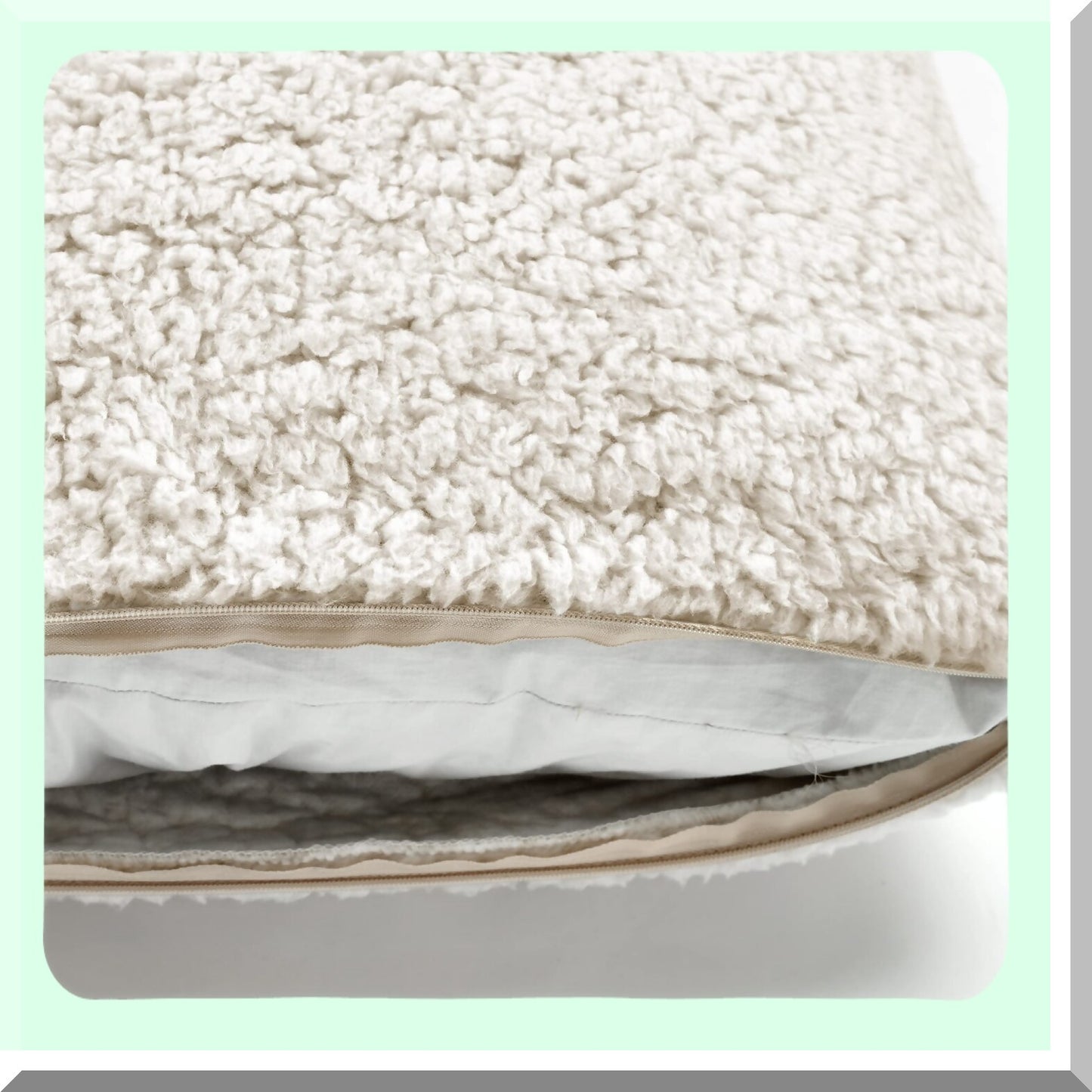 Neutral Sherpa Cozy Square Pillow Cover - Soft Reversible Decorative Throw Pillow for Bed, Couch, Chair - 20" x 20" Square Throw Pillows