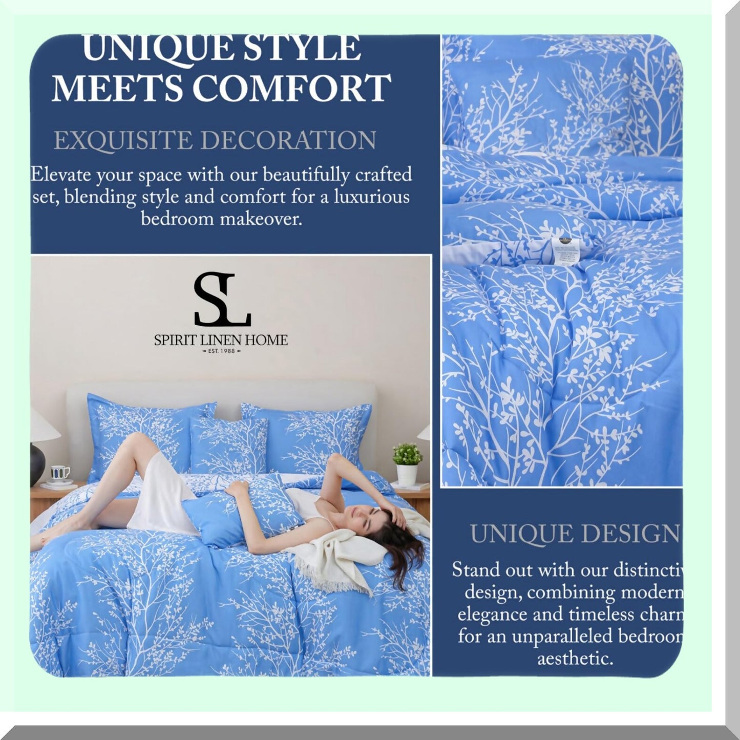 DeepSleep Foliage Comforter Set - 5pc Twin Bedding Set with Pillow Shams - Cozy Microfiber Bedding - Purple Twin Comforter Set