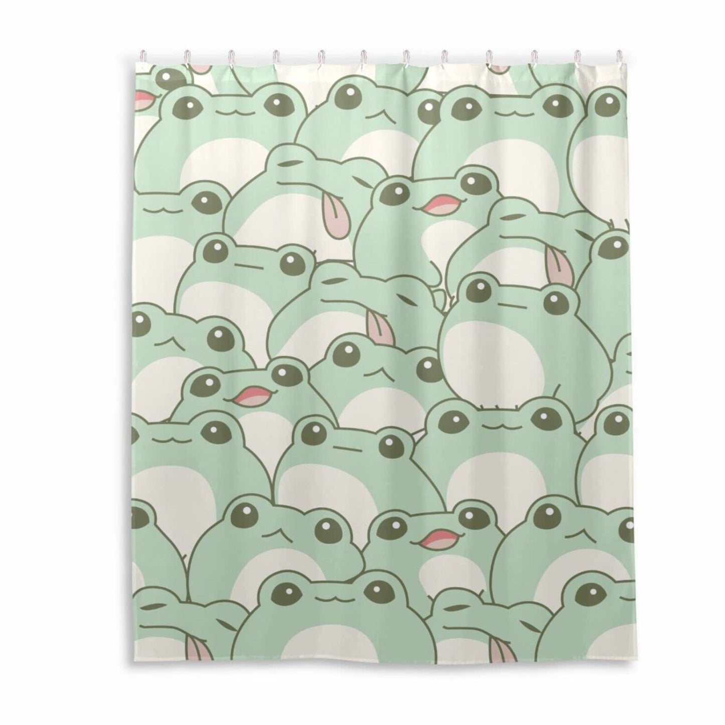 Waterproof Frogs Shower Curtain 60x72 in with 12 Hooks