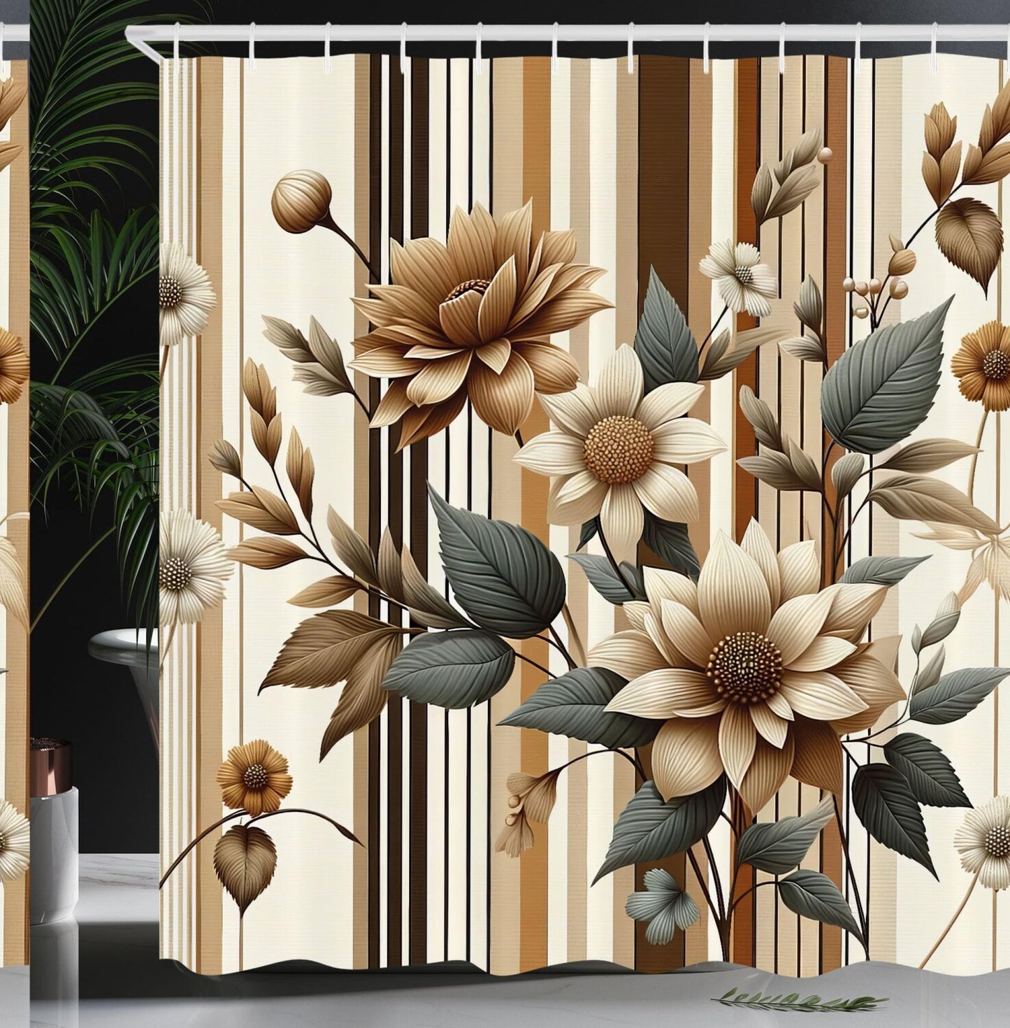 Autumn Cottage Farm House Shower Curtain 69x75 Brown