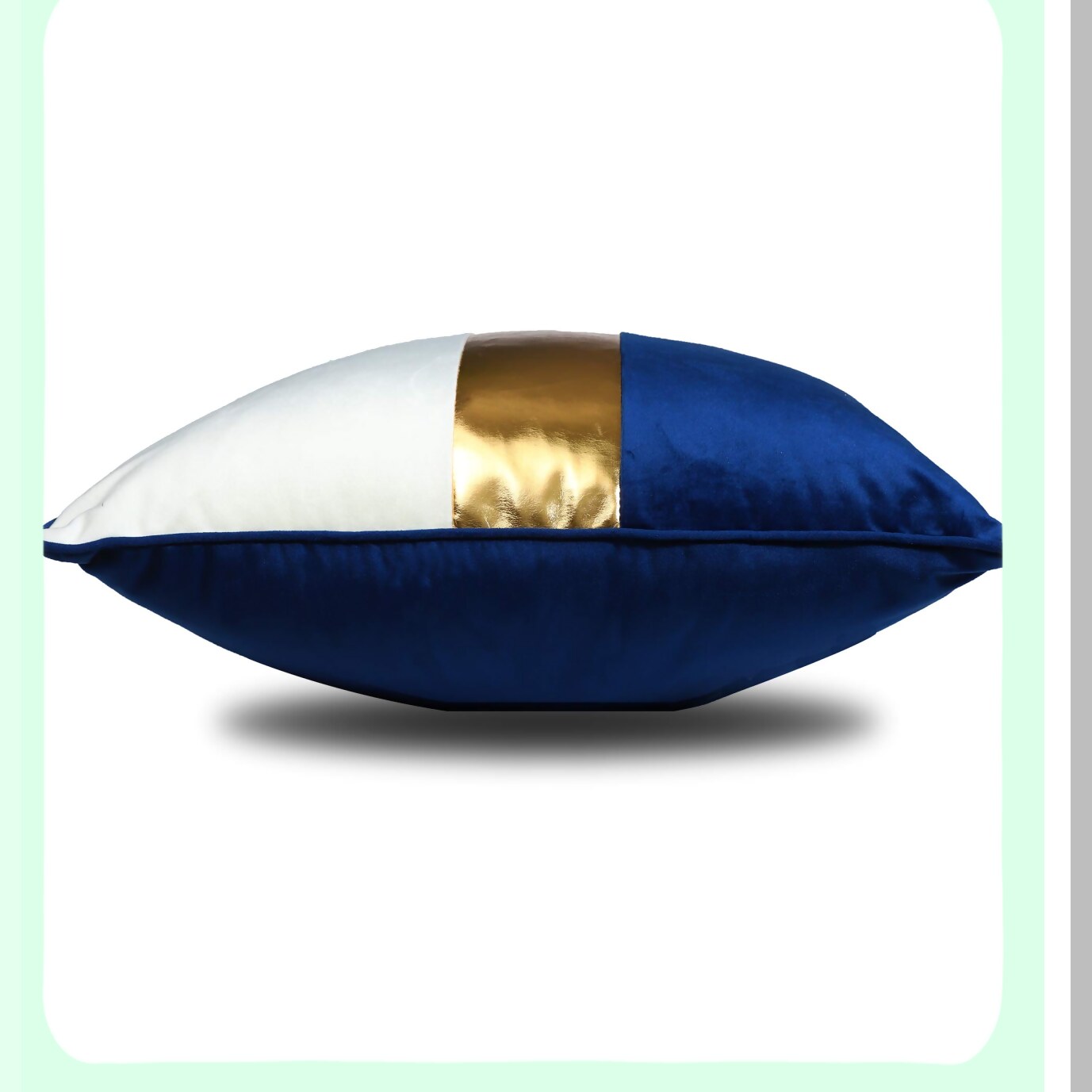 Luxury Velvet Patchwork Throw Pillow Set - Navy Blue Beige Gold Cushion Cover - Modern Home Decor for Living Room Bedroom Car - 20x20 Set of 2