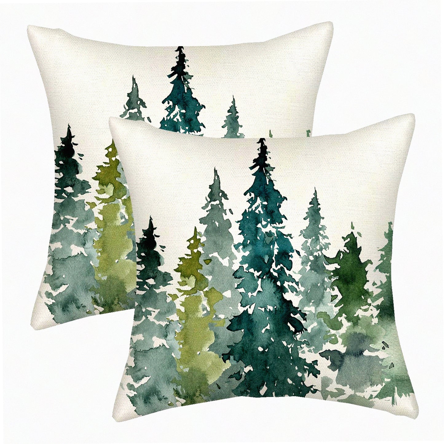 Nature's Serenity Sage Green Tree Pillow Covers - Set of 2 20x20 Watercolor Forest Decor Throw Pillows. Indoor Outdoor Decorative Cushion Cases for Couch, Sofa, Bed Winter Decorations.