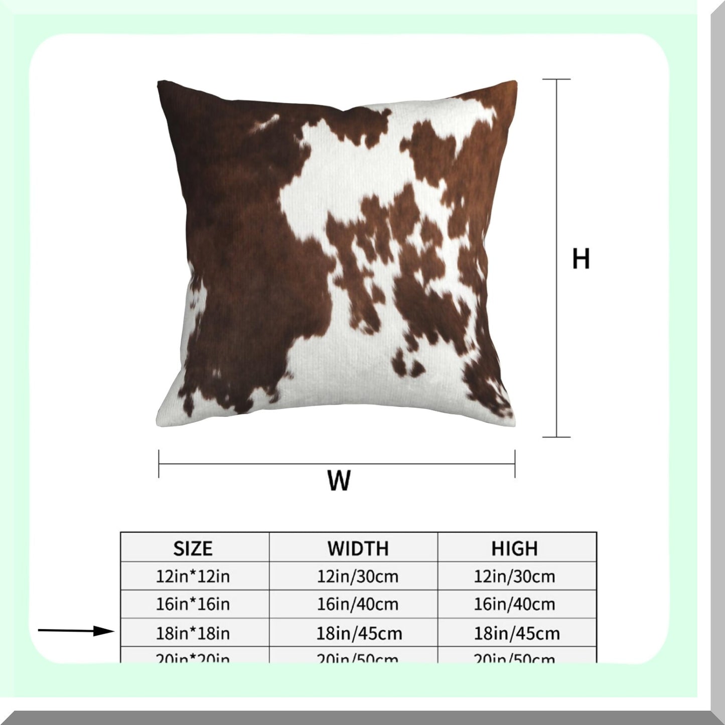 Cowhide Farmhouse Pillow Covers - Set of 2 Western Cow Print Throw Pillows 18x18 inch Decorative Cushion Cover for Couch Bed Sofa Decor - Brown Animal Pillow Case