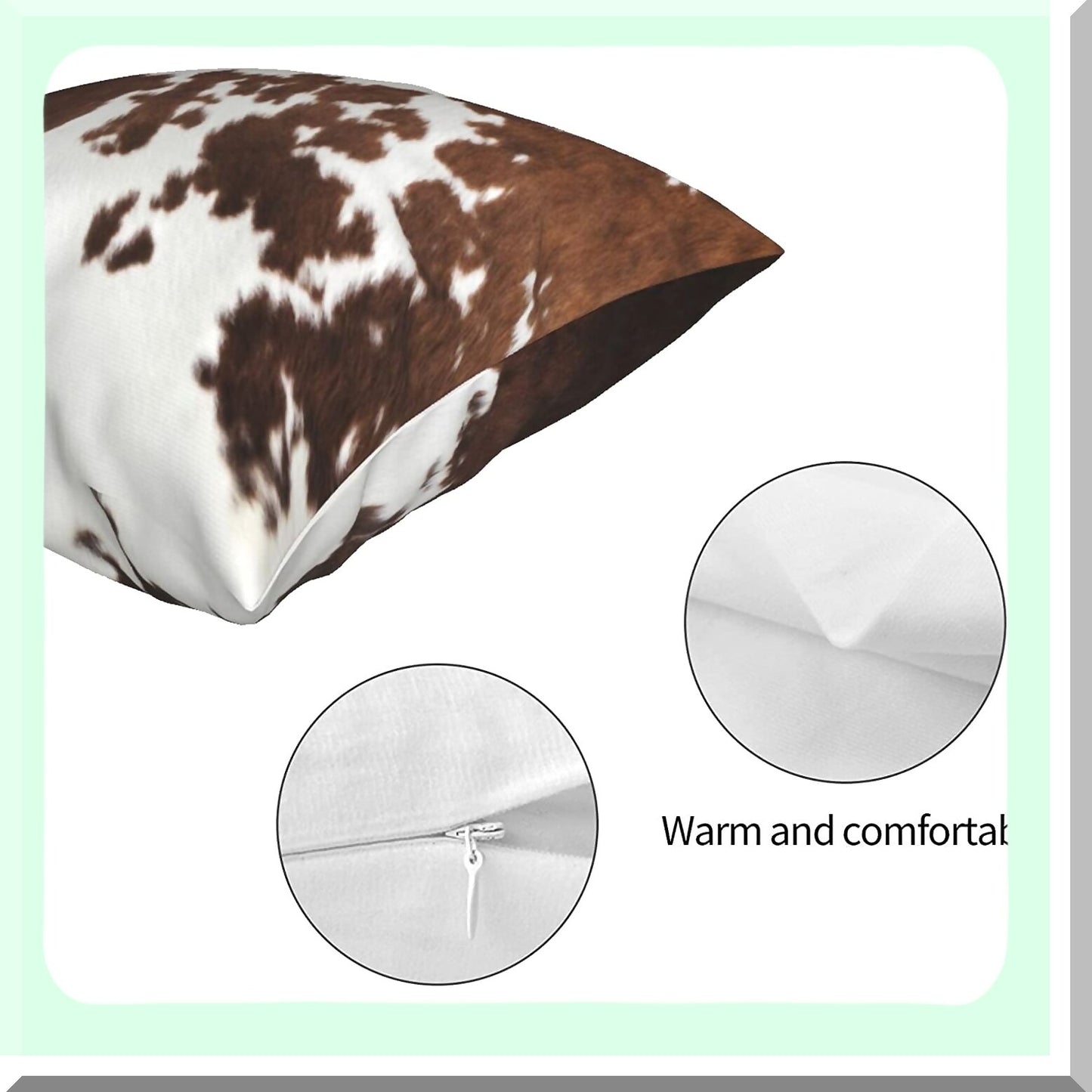 Cowhide Farmhouse Pillow Covers - Set of 2 Western Cow Print Throw Pillows 18x18 inch Decorative Cushion Cover for Couch Bed Sofa Decor - Brown Animal Pillow Case