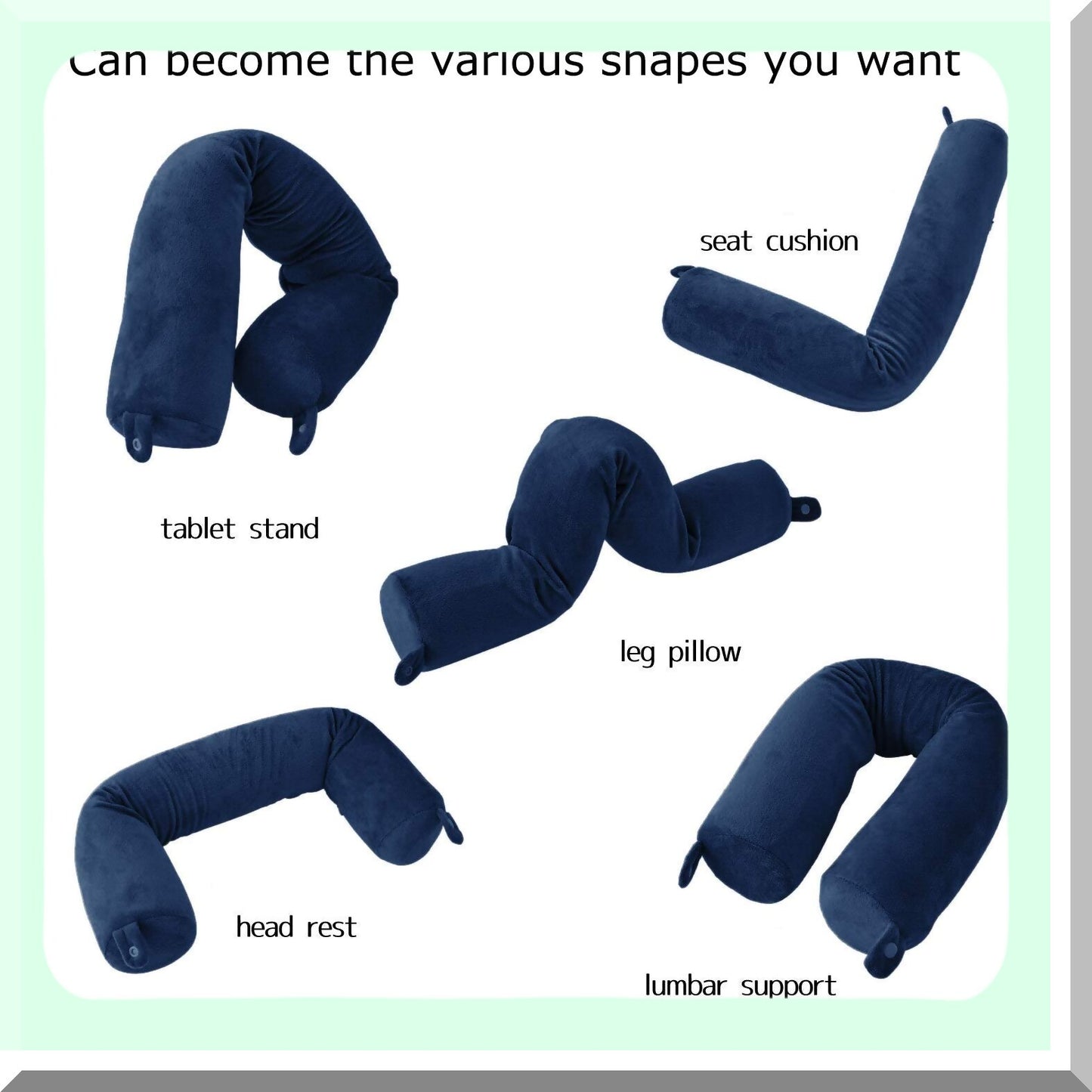 ErgoFlex Memory Foam Travel Pillow - Neck, Chin, Lumbar & Leg Support for Airplane, Bus, Train & Home - Navy Blue Comfort Cushion