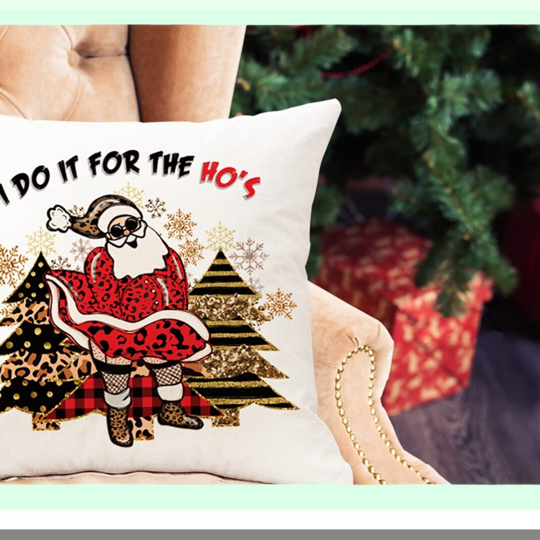 Ho's Humor Red Throw Pillow Cover - Funny Home Decor Cotton Linen Cushion Case 18x18 Inch - Decorative Pillowcase for Living Room or Bedroom - No Insert Included