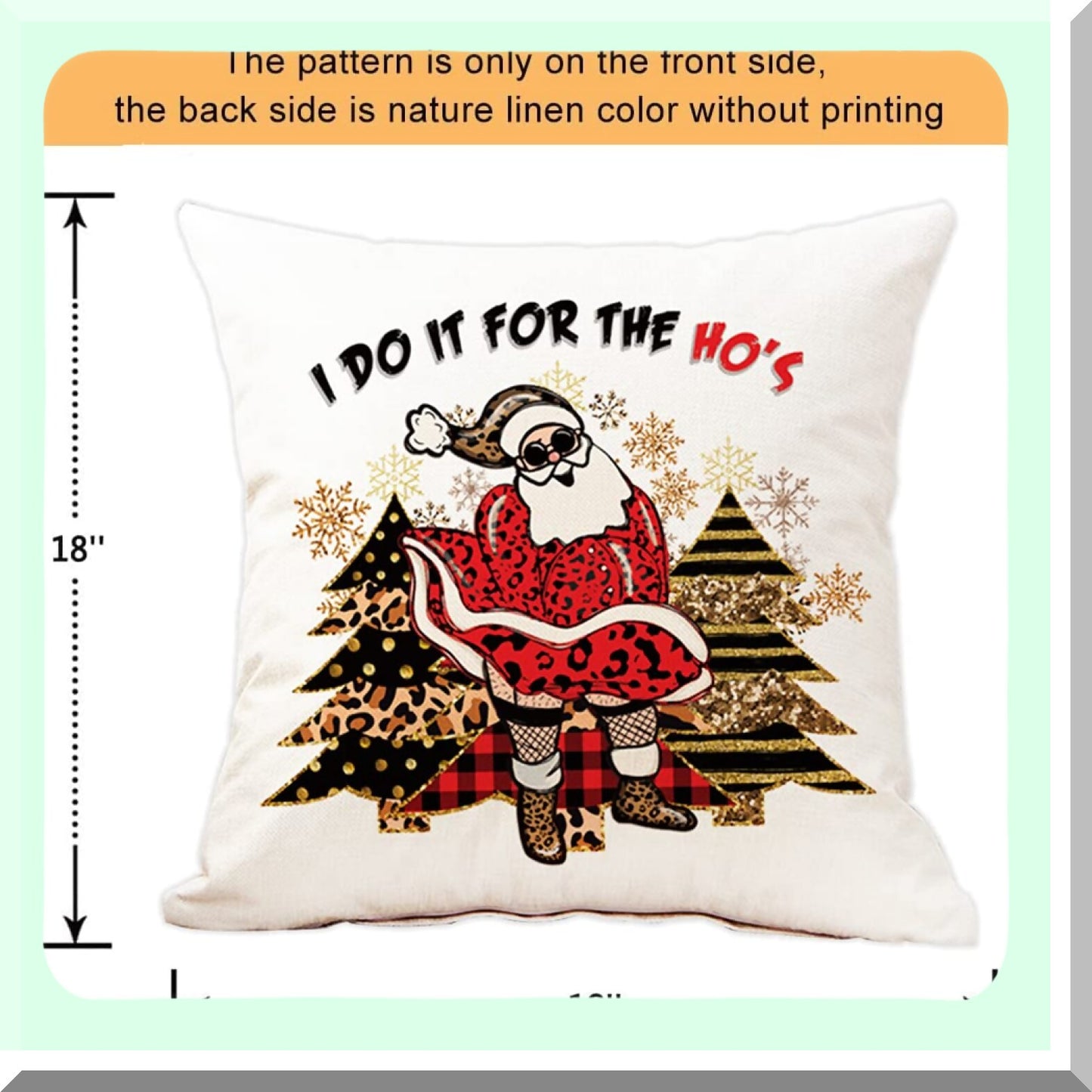 Ho's Humor Red Throw Pillow Cover - Funny Home Decor Cotton Linen Cushion Case 18x18 Inch - Decorative Pillowcase for Living Room or Bedroom - No Insert Included