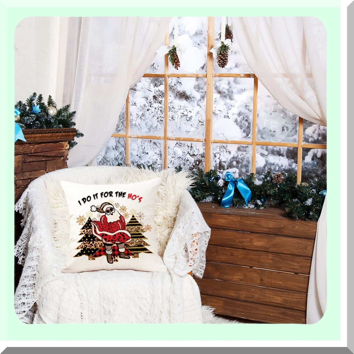 Ho's Humor Red Throw Pillow Cover - Funny Home Decor Cotton Linen Cushion Case 18x18 Inch - Decorative Pillowcase for Living Room or Bedroom - No Insert Included