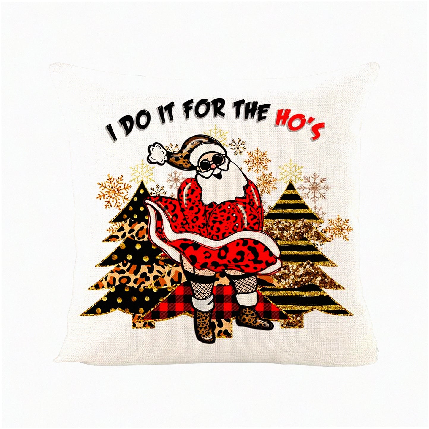 Ho's Humor Red Throw Pillow Cover - Funny Home Decor Cotton Linen Cushion Case 18x18 Inch - Decorative Pillowcase for Living Room or Bedroom - No Insert Included