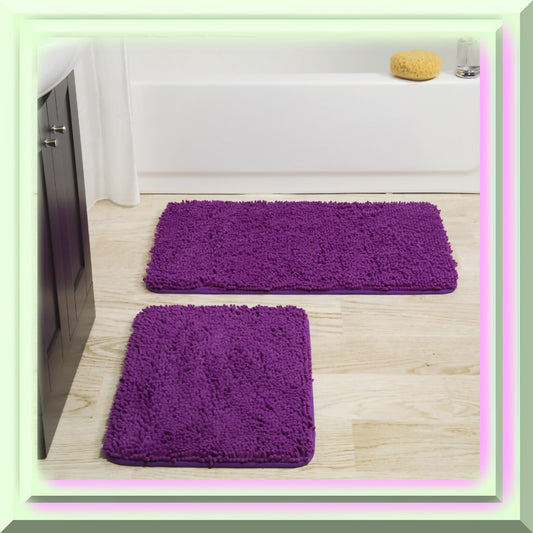 2-Piece Memory Foam Bathroom Rug Set Purple