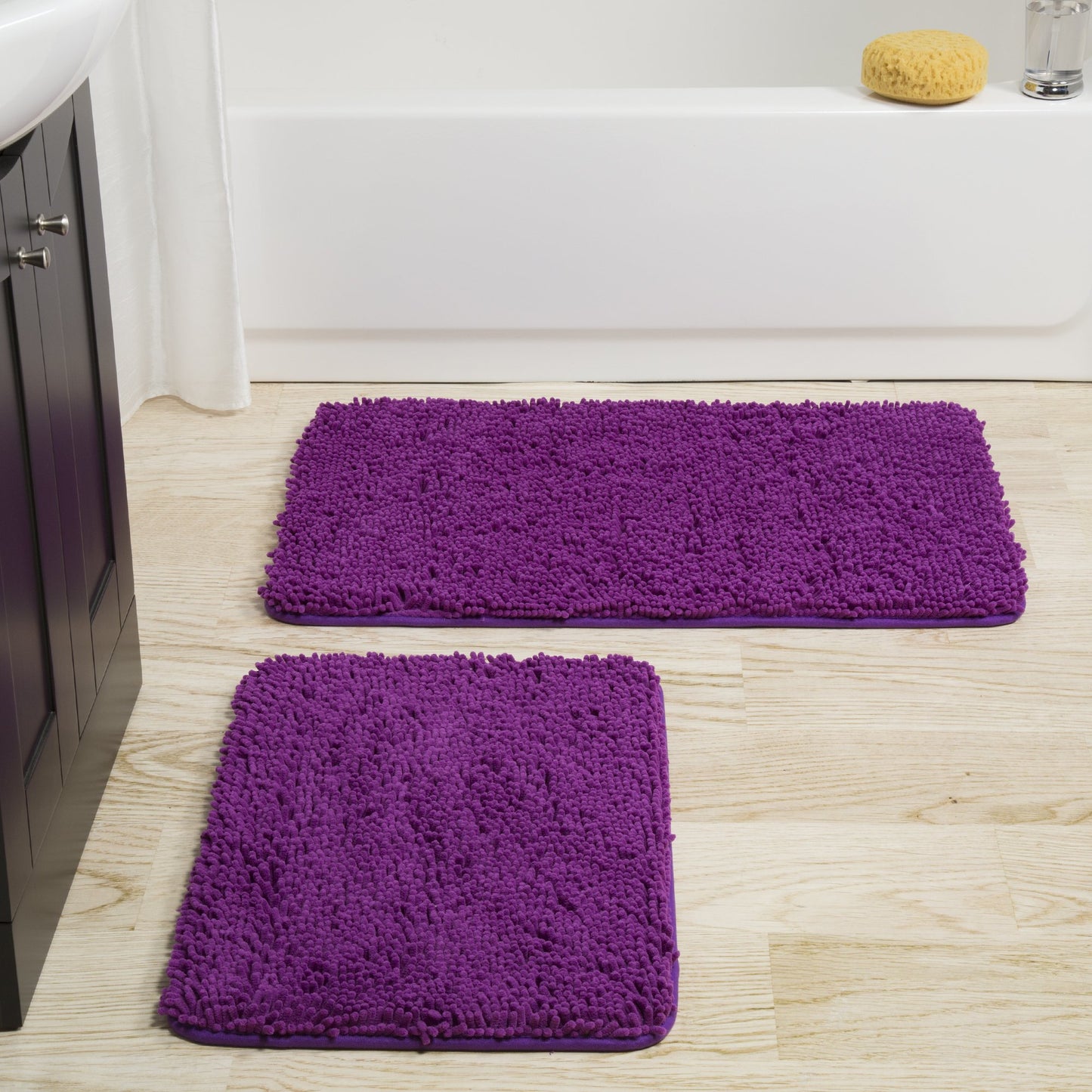 2-Piece Memory Foam Bathroom Rug Set Purple