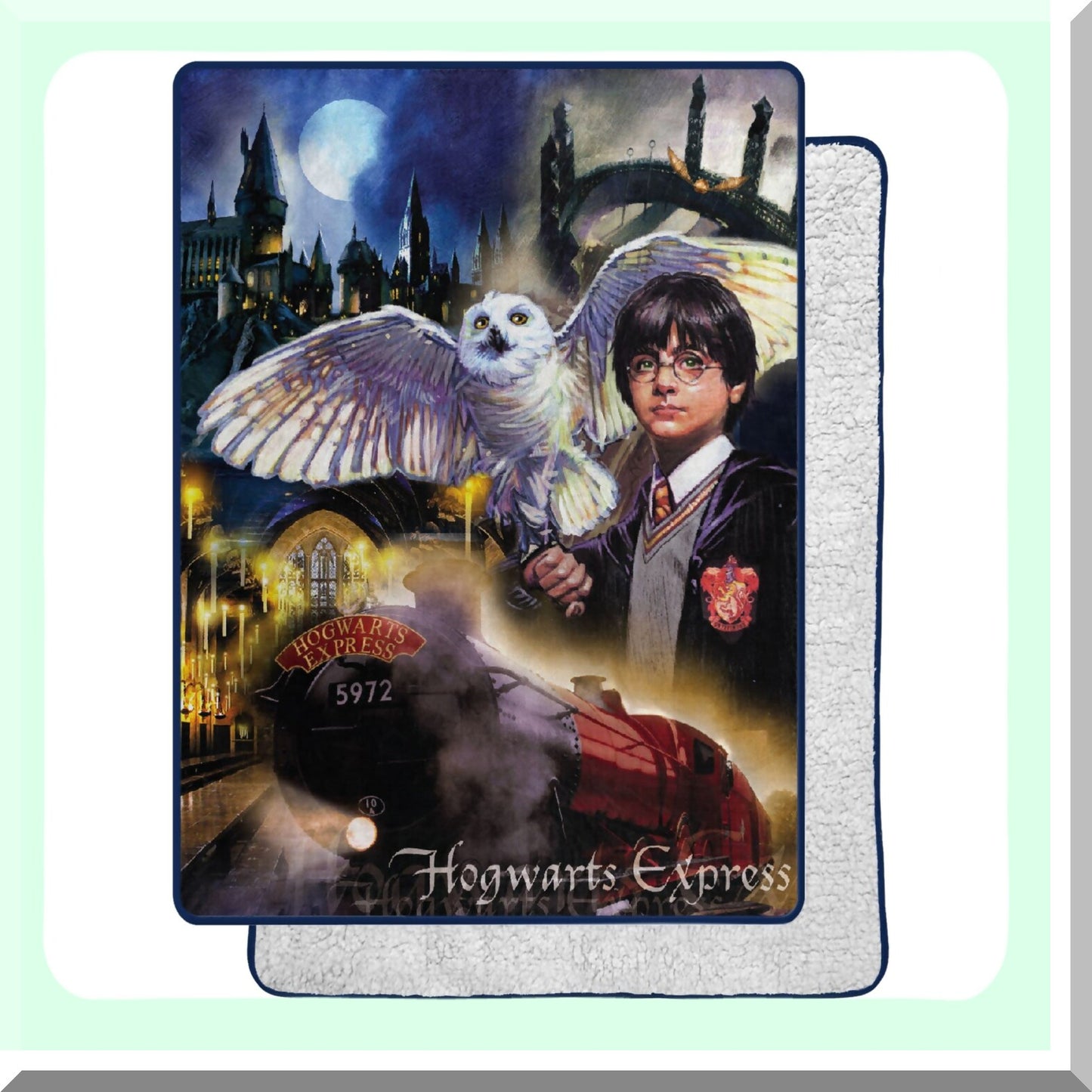 Wizarding World Cozy Sherpa Throw Blanket - 60" x 80" Harry Potter Montage"