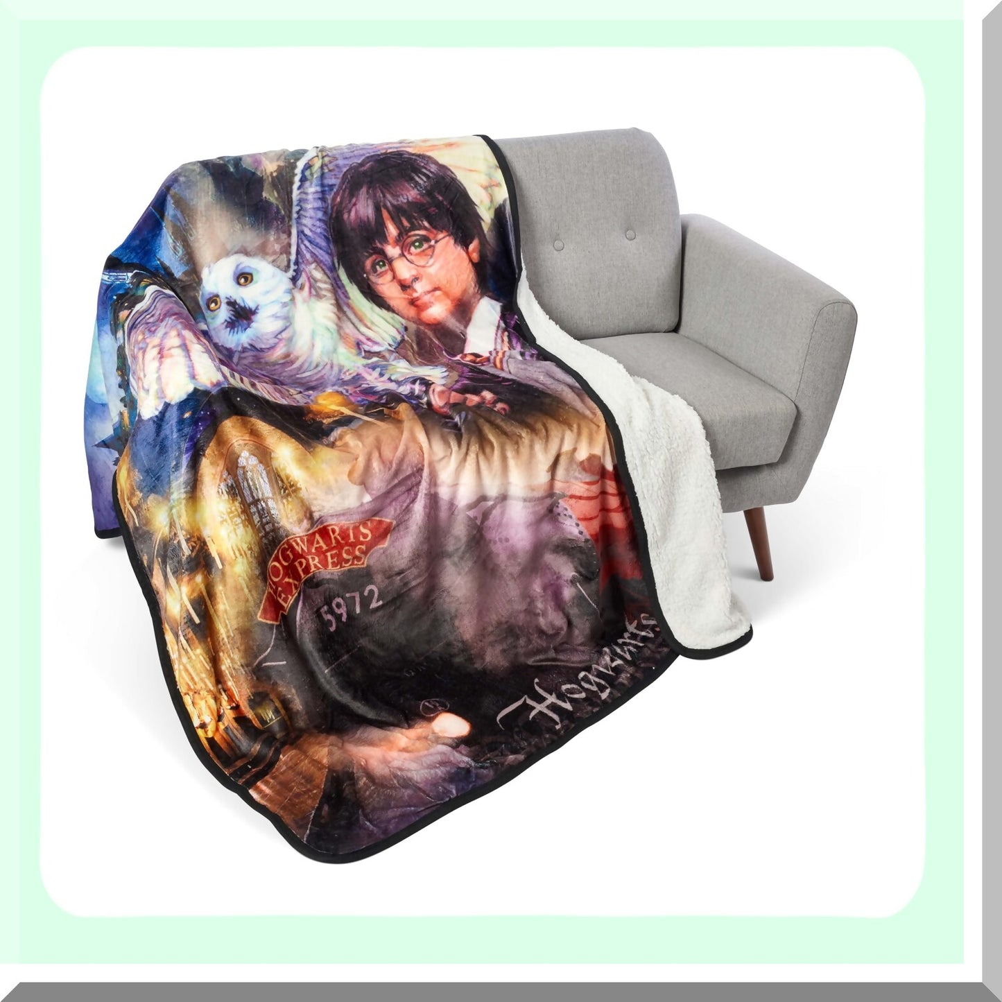 Wizarding World Cozy Sherpa Throw Blanket - 60" x 80" Harry Potter Montage"