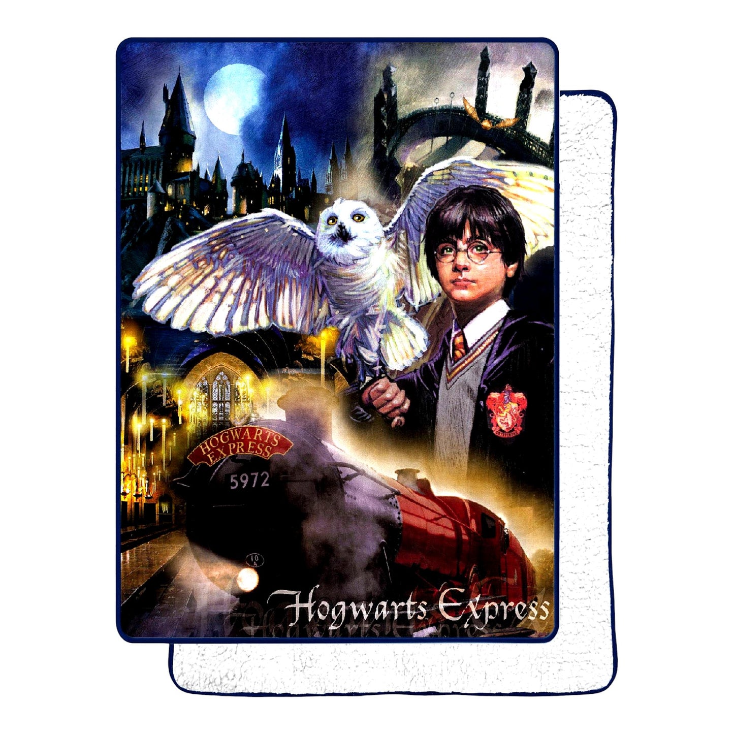 Wizarding World Cozy Sherpa Throw Blanket - 60" x 80" Harry Potter Montage"