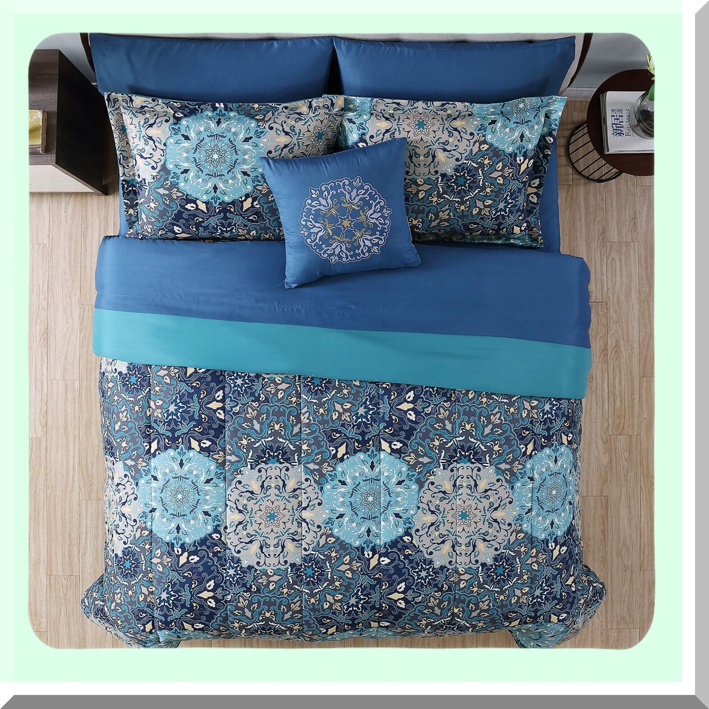 Elegant Granada Reversible Comforter Set - Luxurious Microfiber Bedding Collection with Printed Sheets, Shams, and Pillow - Top Quality Bed Set