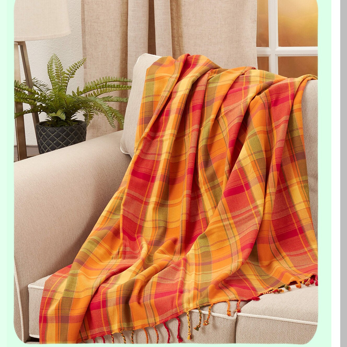 Autumn Cozy Plaid Throw Blanket, Terracotta, 50" x 60"