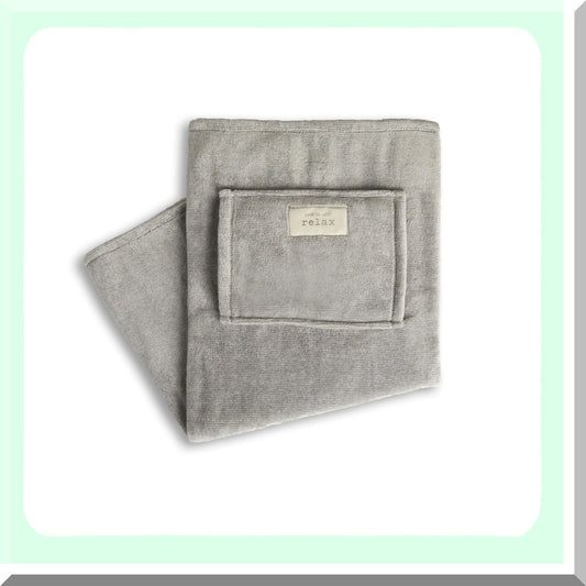 CozyComfort Grey Knit Lap Blanket with Hand Pocket - 36x48 Soft Polyester