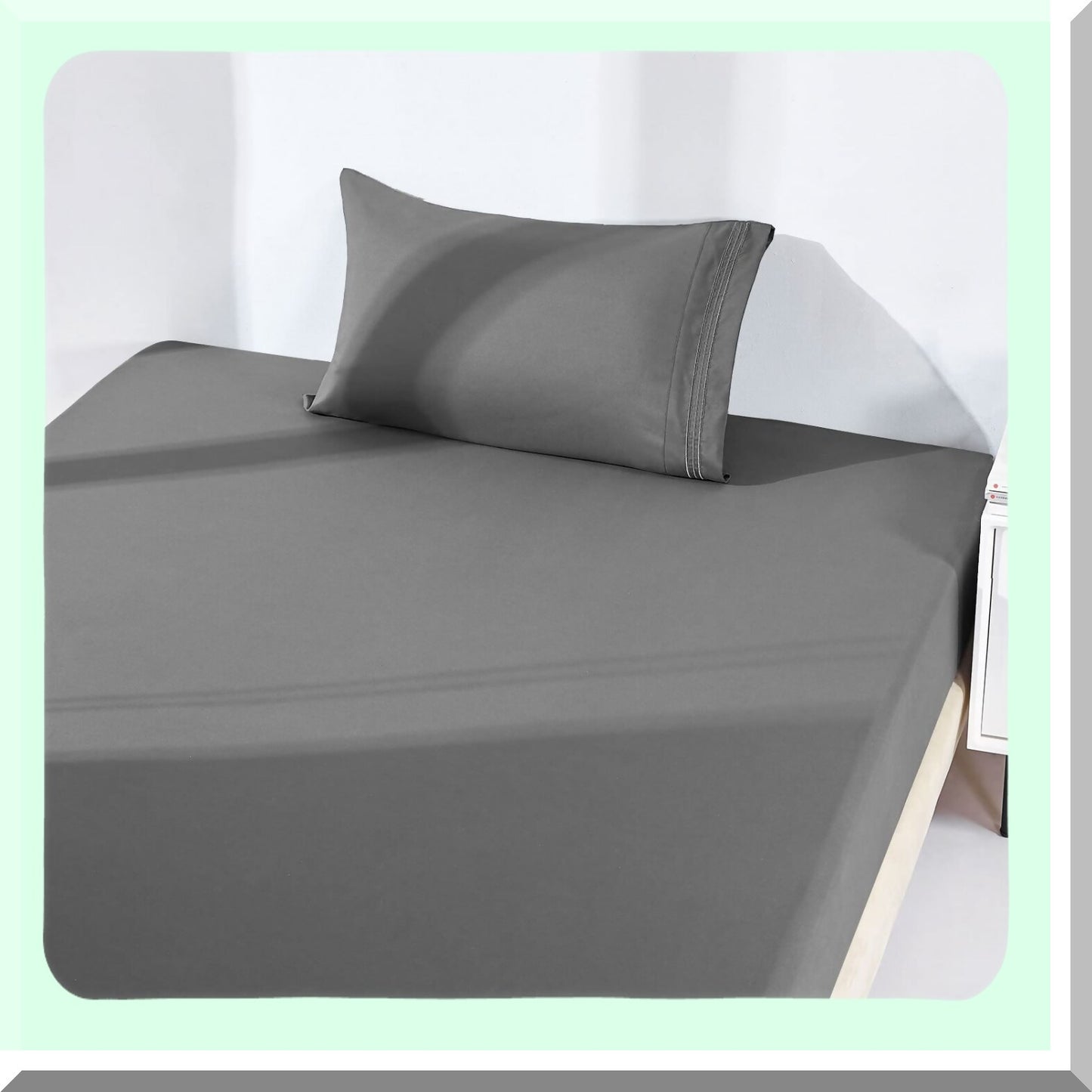 UltraSoft Full Size Fitted Sheet - 1800 Thread Count Brushed Microfiber - Deep Pocket - Fade Resistant - Grey - Quality Bedding for Full Bed