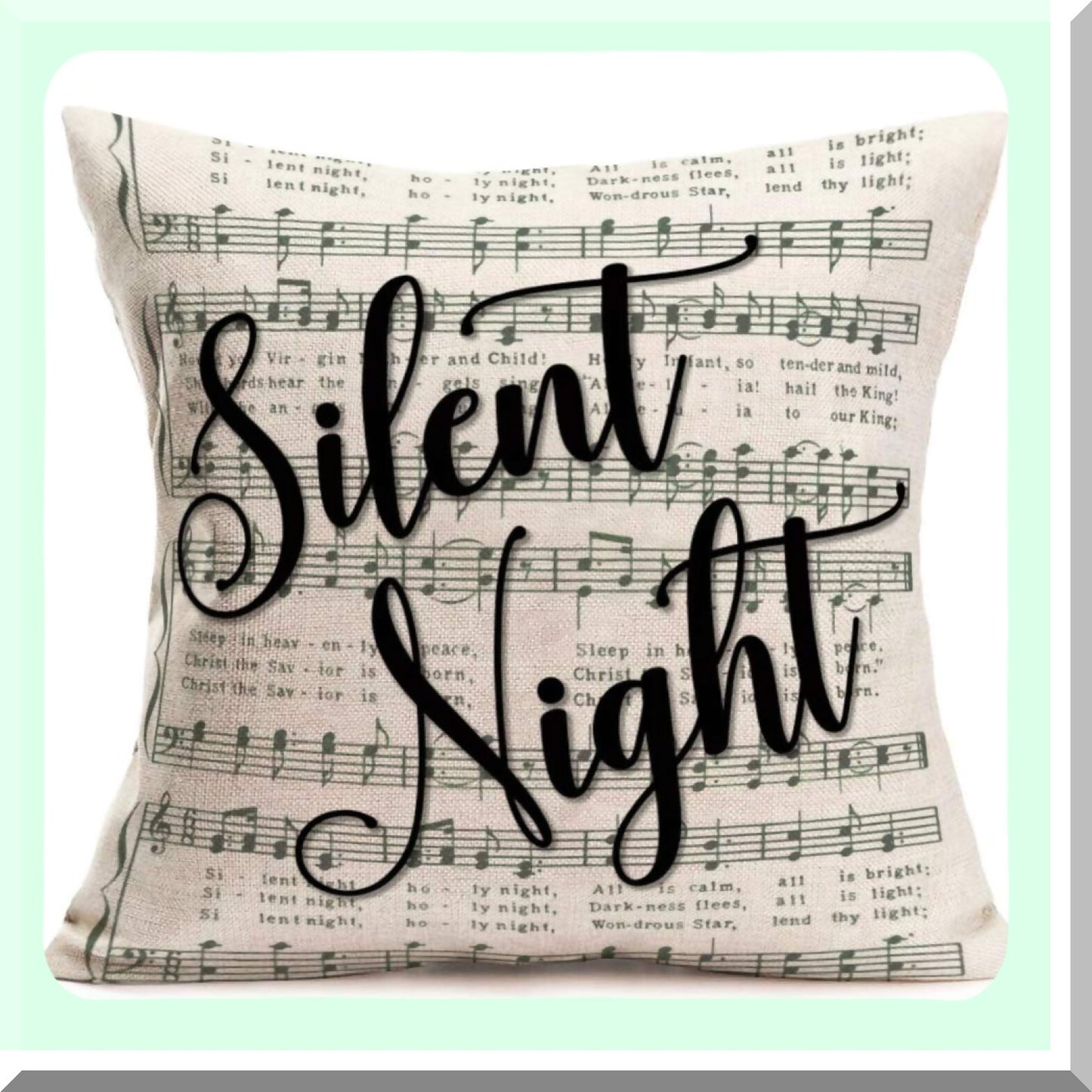 Musical Note Night Song Pillow Cover - Vintage Music Notation Decorative Cushion Case for Home Xmas Decor - 18"x18" Cotton Linen Pillowcase