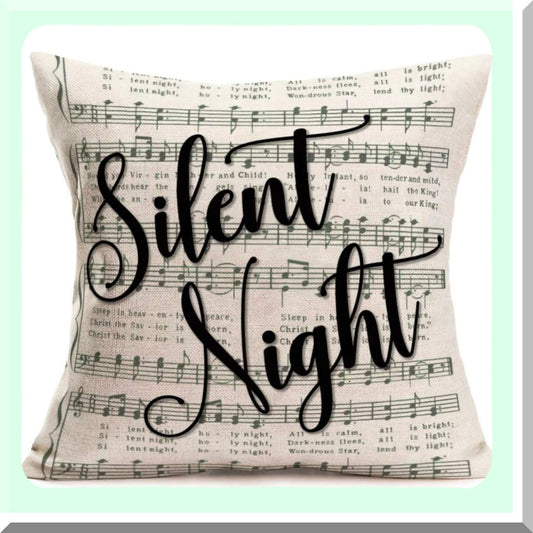 Musical Note Night Song Pillow Cover - Vintage Music Notation Decorative Cushion Case for Home Xmas Decor - 18"x18" Cotton Linen Pillowcase