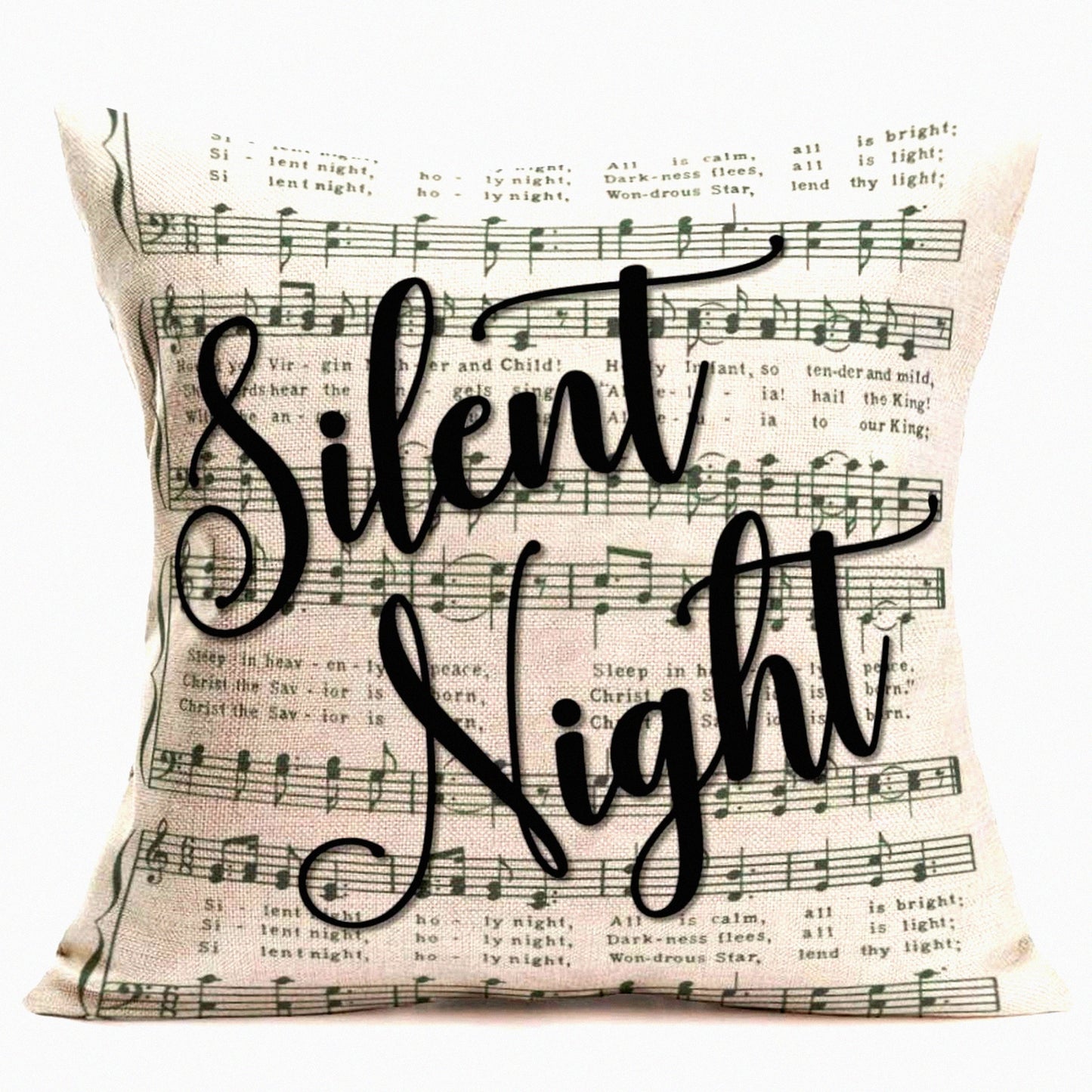 Musical Note Night Song Pillow Cover - Vintage Music Notation Decorative Cushion Case for Home Xmas Decor - 18"x18" Cotton Linen Pillowcase