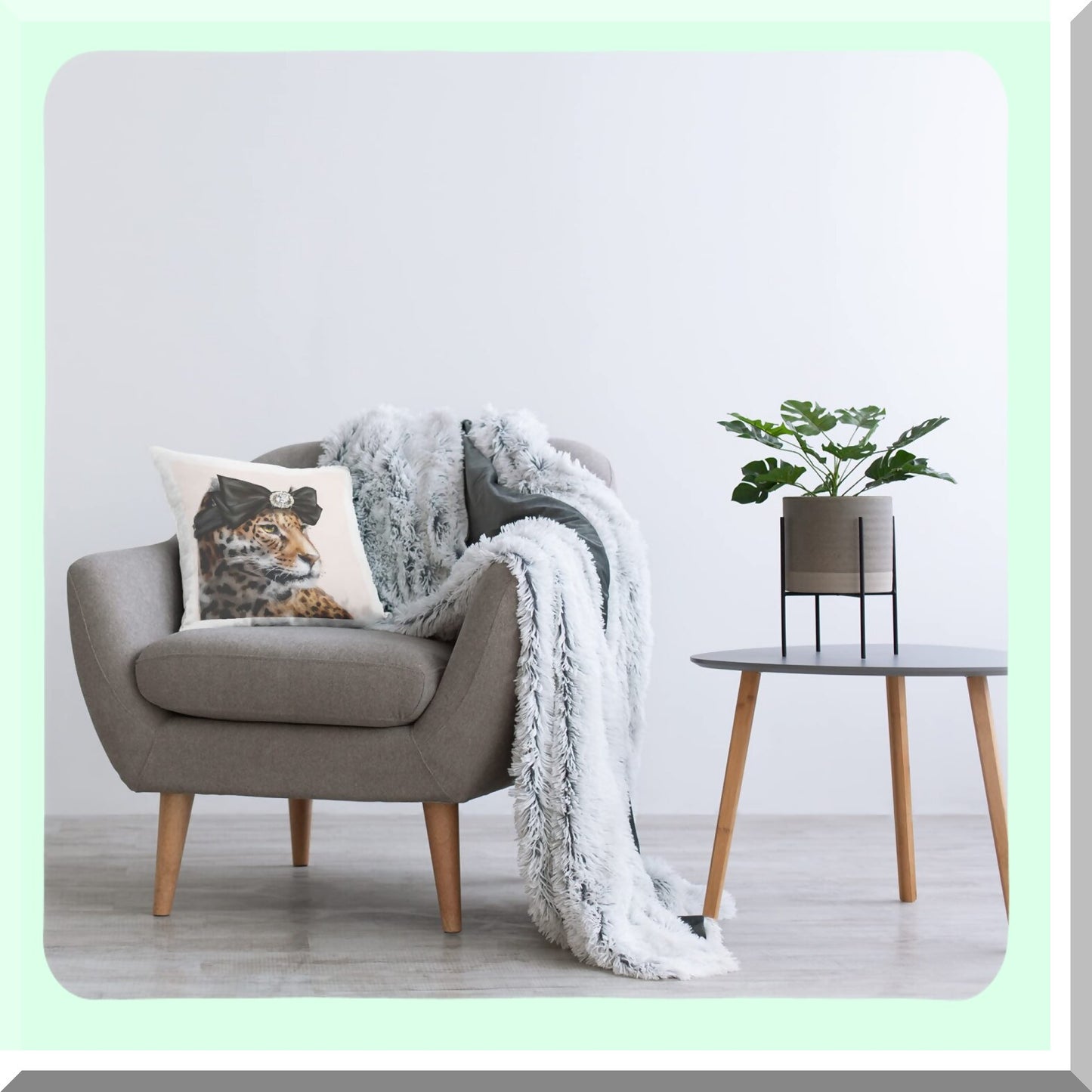 Leopard Glam Jewel Hair Bow Throw Pillow - Stylish Brown Design - 18 x 18