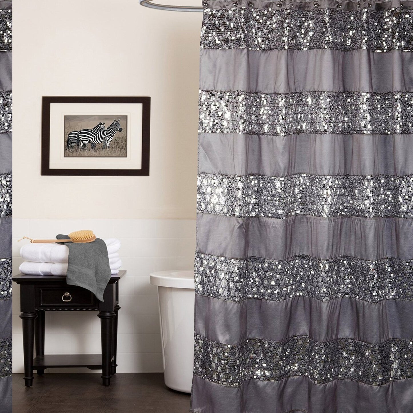 Sinatra Silver Shower Curtain 70x72