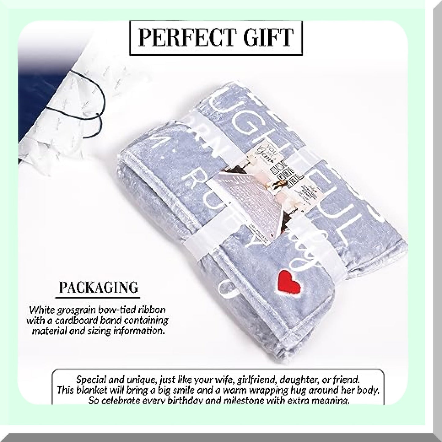 July Birth Month Royal Plush Blanket - Birthday Throw with Red Embroidered Heart, 50 x 60-inch, Gray