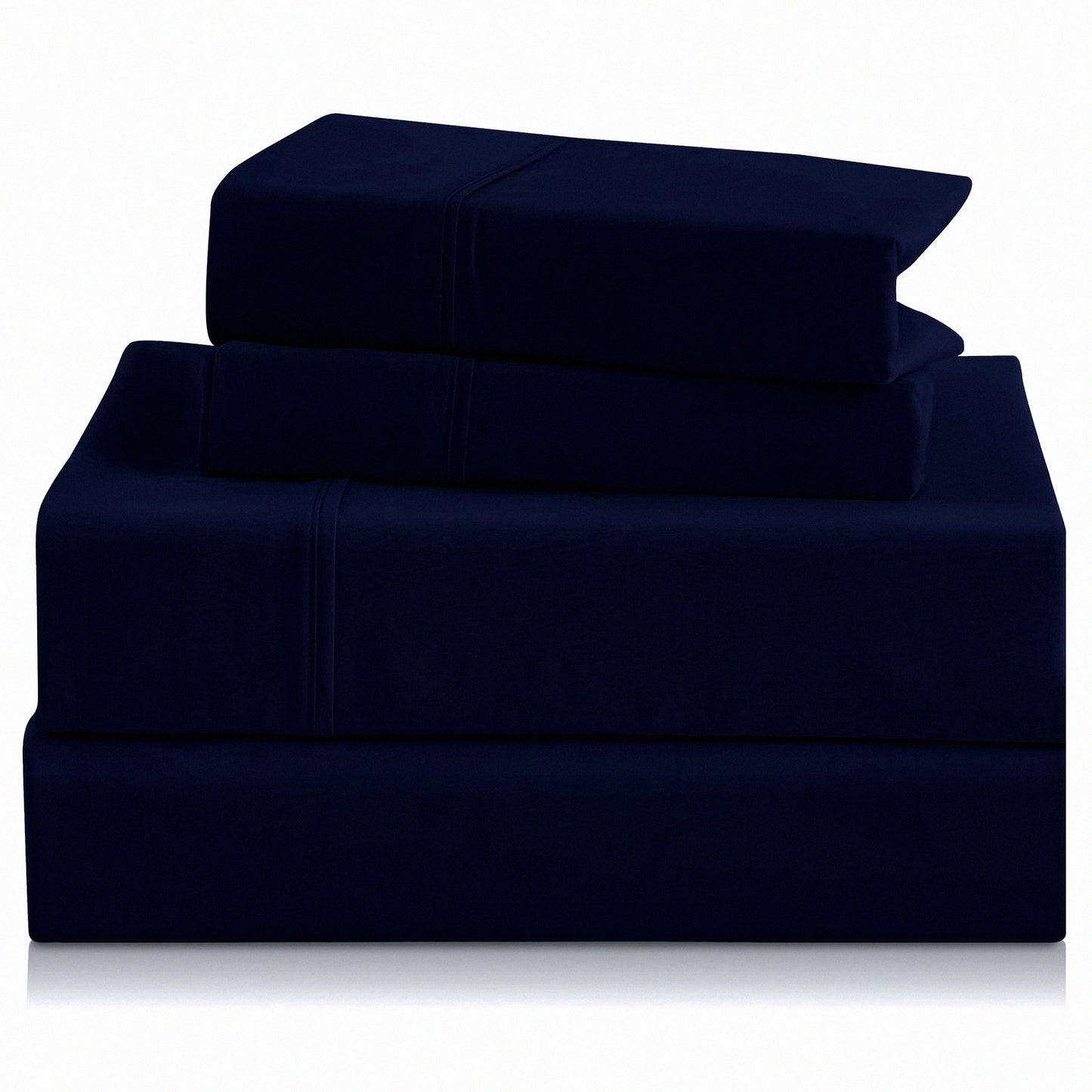 Luxury Silky Soft Breathable Bed Sheet Set - Wrinkle Free 4 Piece Full Size Sheets & Pillowcases - Deep Pocket Hotel Quality Dark Blue Bedding