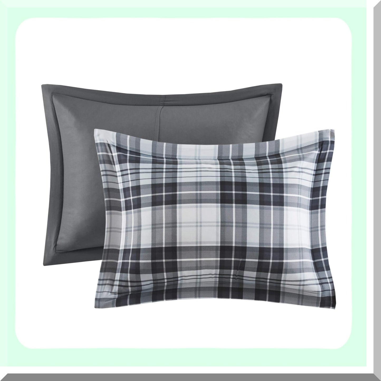 Black Diamond Plaid Comforter Set - Hypoallergenic All Season Bedding with 3M Scotchguard Stain Release Cover and Matching Sham - California King Size