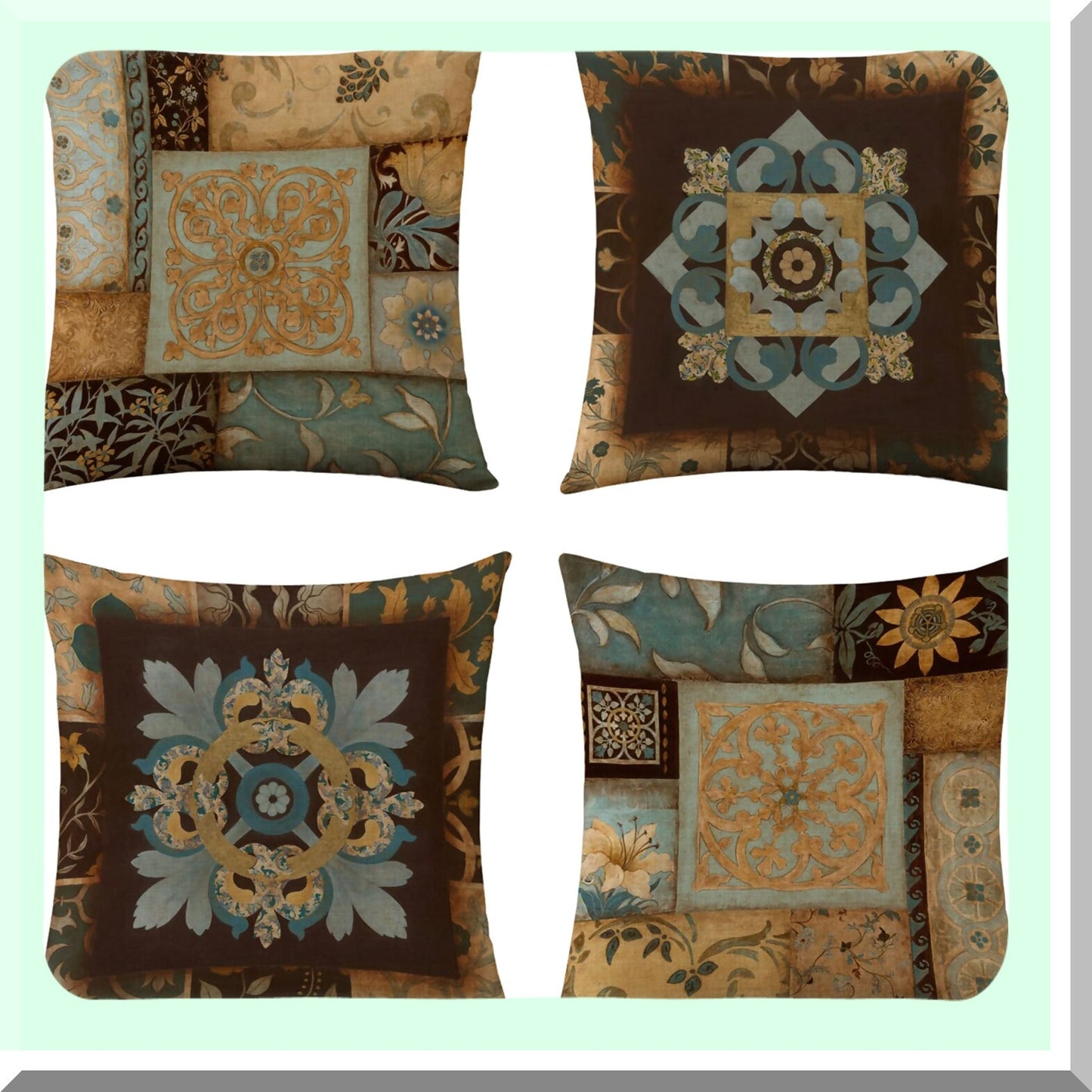 Boho Chic Burlap Pillow Cover Set - Decorative Cushion Cases for Couch, Bed, Sofa - 18x18 Inch Toss Pillow Covers in Brown - Set of 4