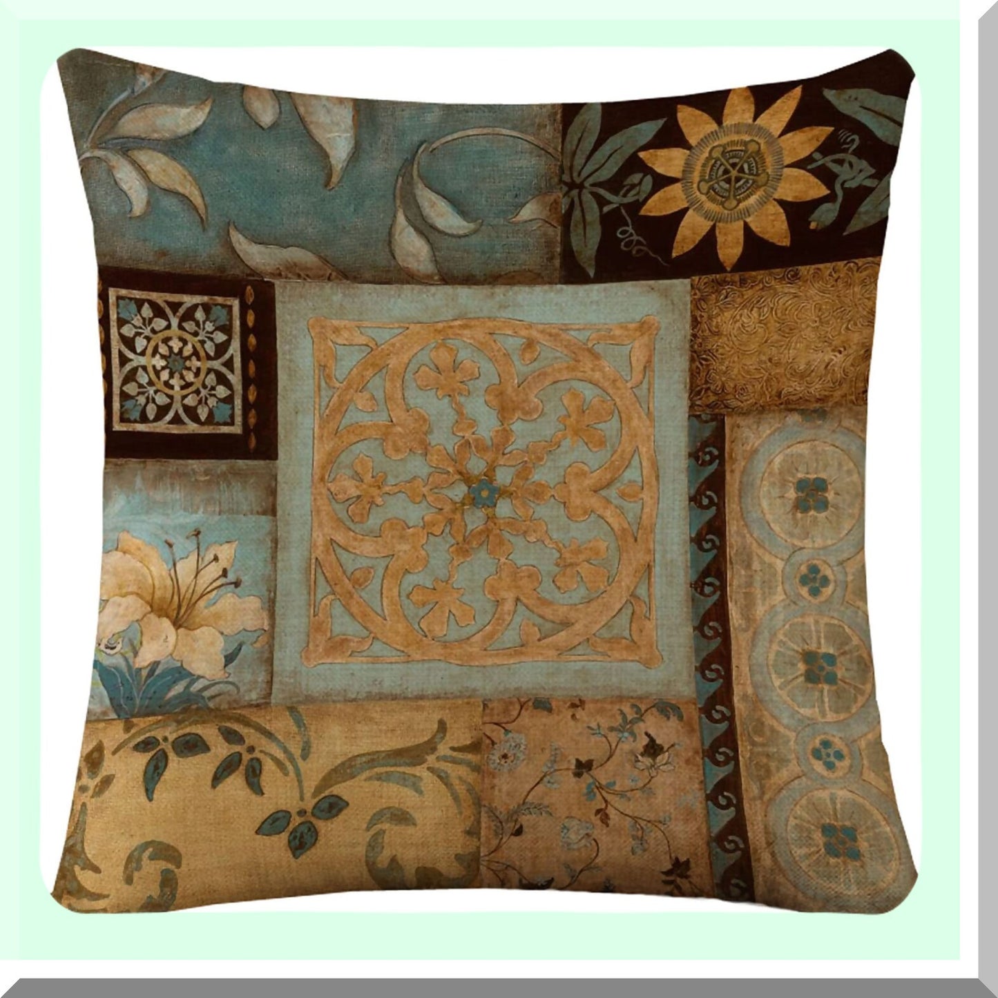 Boho Chic Burlap Pillow Cover Set - Decorative Cushion Cases for Couch, Bed, Sofa - 18x18 Inch Toss Pillow Covers in Brown - Set of 4