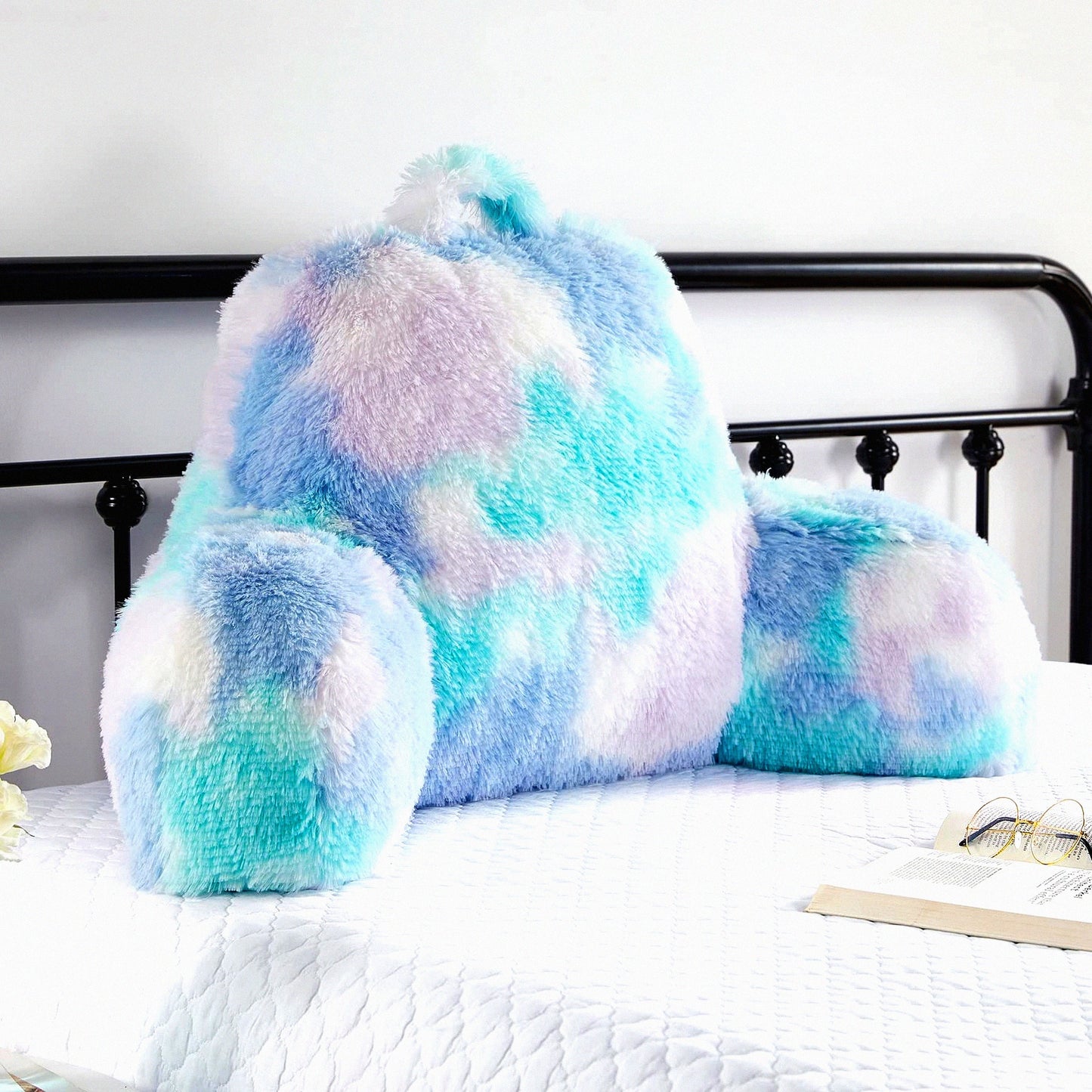 CozyRest Backrest Pillow - Plush Reading Pillow with Arms for Adults, Teens, and Kids - Ergonomic Sit Up Pillow for Bed - Perfect Xmas Gift for Students - Extra Fluffy Supportive Study Pillow