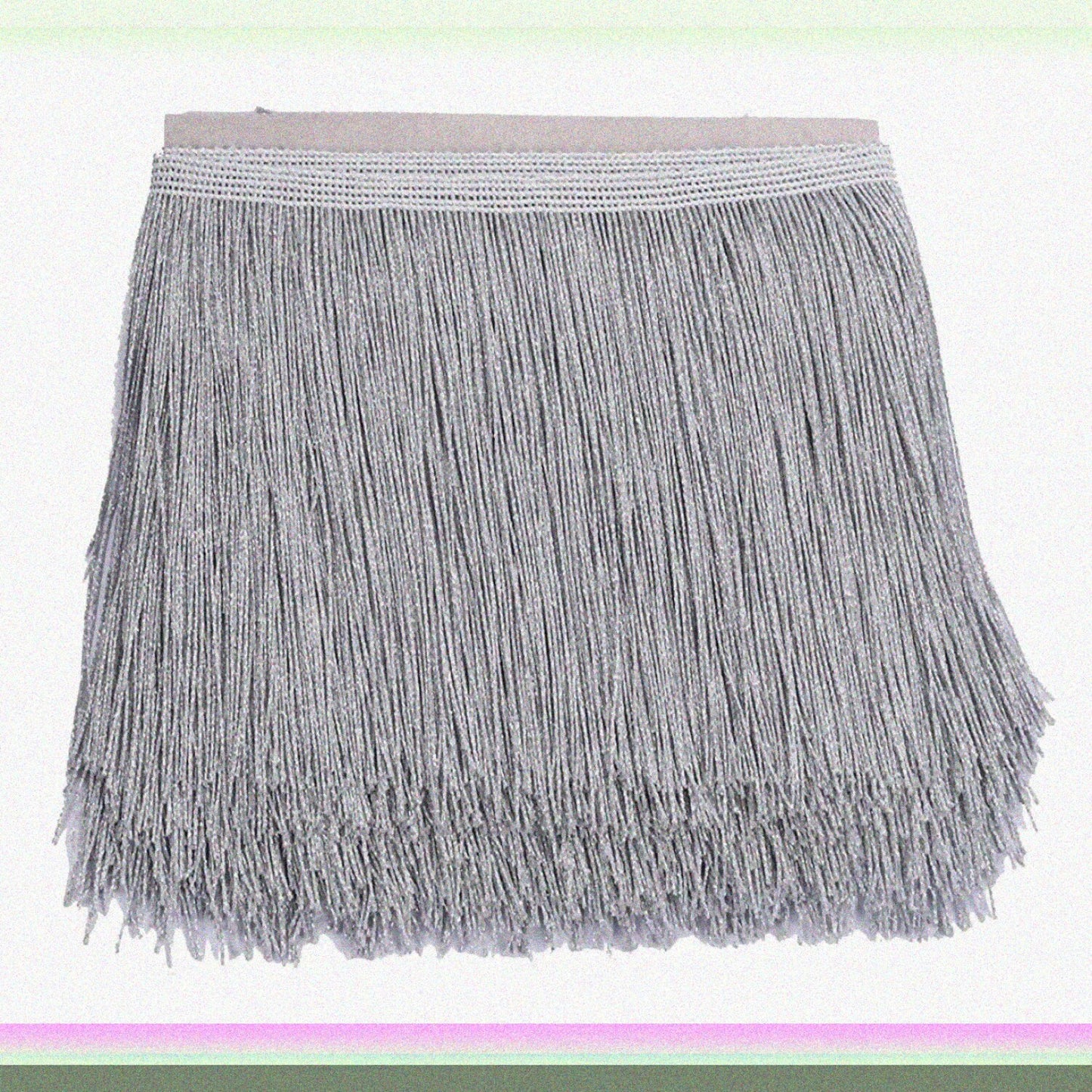 10 Yards 8-Inch Wide Metallic Silver Curtain Fringe Trim