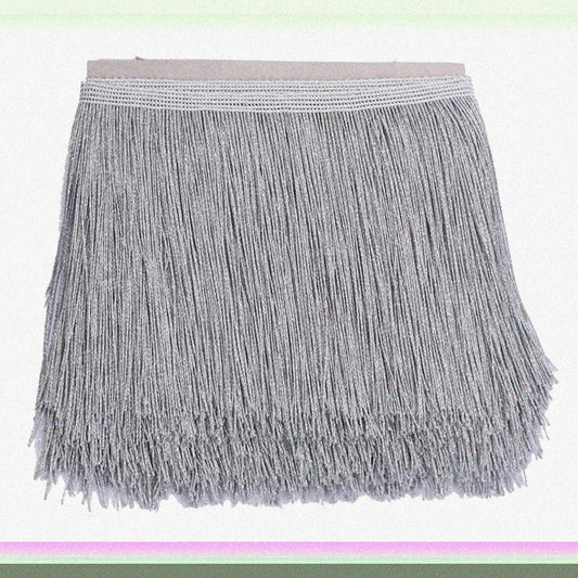 10 Yards 8-Inch Wide Metallic Silver Curtain Fringe Trim