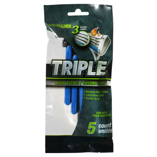 Assured Triple-Blade Razors for Men, 5-ct. Packs (Pack of 4)