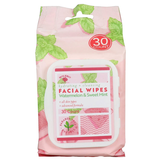 Bolero Beverly Hills Watermelon Sweet Mint Facial Cleansing Wipes 30-ct (Pack 24
