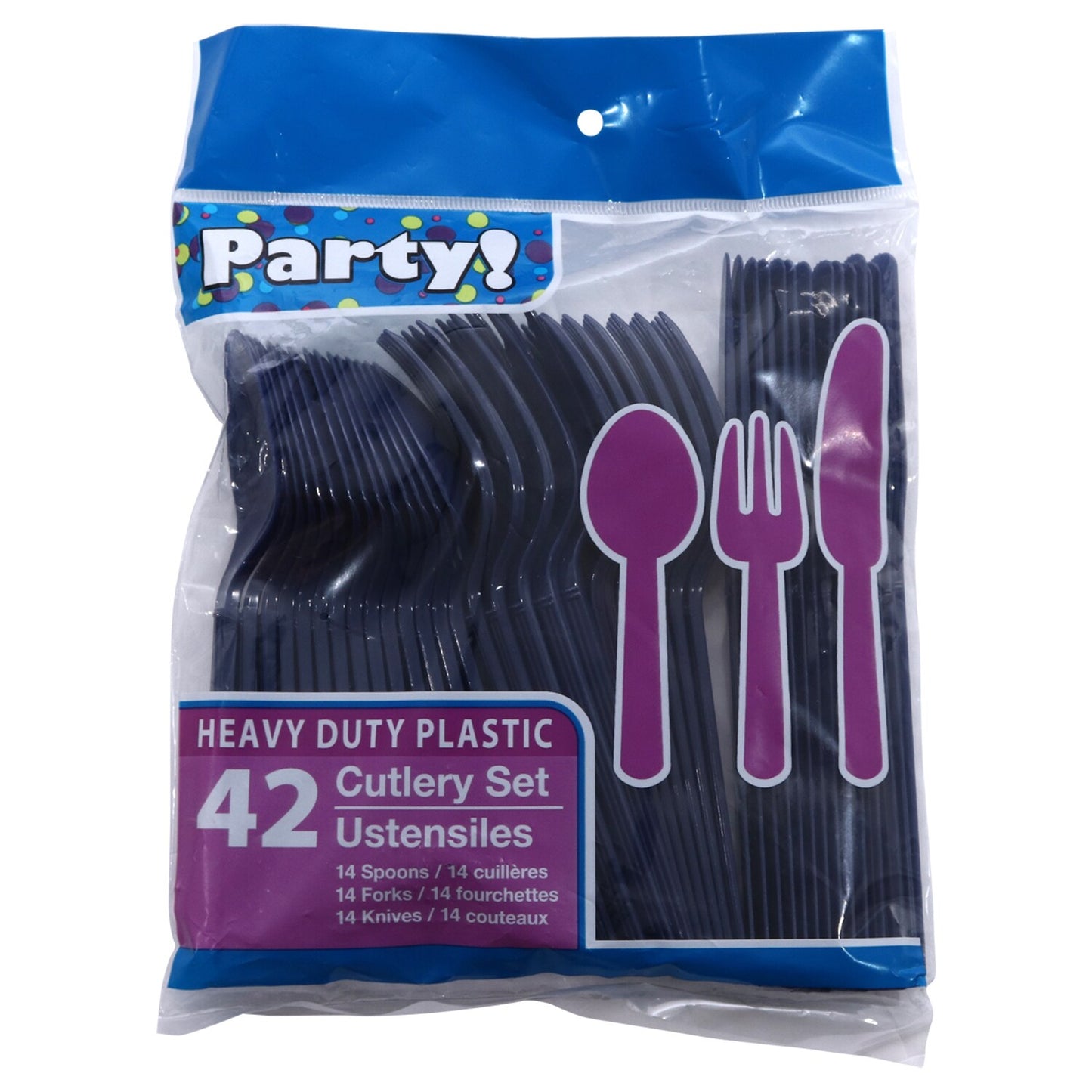 Navy Blue Heavy Duty Plastic Cutlery Sets, 42-ct. Packs (Pack of 24)