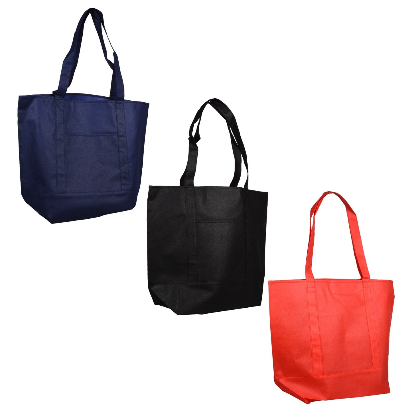 Large Non Woven Fabric Reusable Tote Bags, 18.875x7x15.375 in. (Pack of 6)